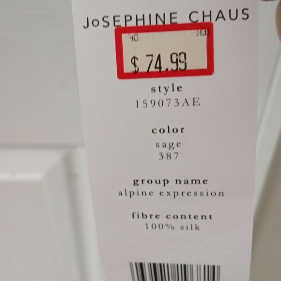 Josephine Chaus Collection vintage  sage 100% silk button down blouse  Sz 16 NWT - Picture 5 of 10